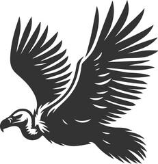 Bird vector drawing silhouette of a black vulture