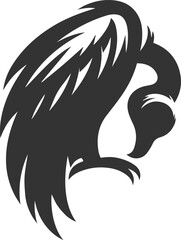 Bird vector drawing silhouette of a black vulture