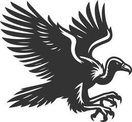Bird vector drawing silhouette of a black vulture