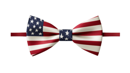 Patriotic Bow Tie with Red, White, and Blue Stars and Stripes Design Isolated on White Background
