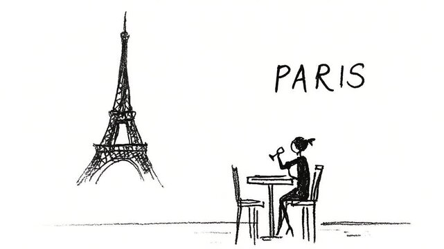 Tourist drinking wine in paris with eiffel tower view