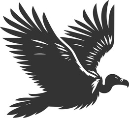 Bird vector drawing silhouette of a black vulture