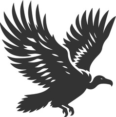 Bird vector drawing silhouette of a black vulture