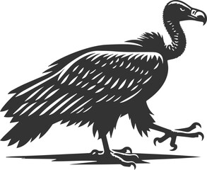 Bird vector drawing silhouette of a black vulture