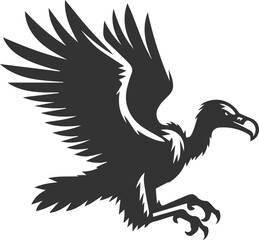 Bird vector drawing silhouette of a black vulture