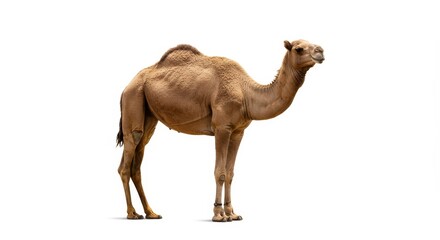 Realistic Image Of A Brown Camel Standing Isolated On White Background