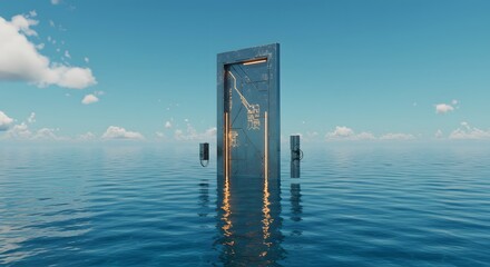 Door in a middle of expanse