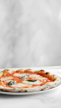Pizza with salami on a wooden table or board