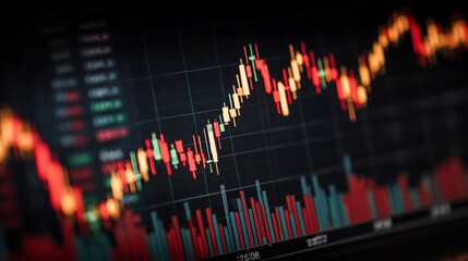 A sleek, professional financial growth chart illustrates the upward momentum of stock market investment and trading success.  Generative AI