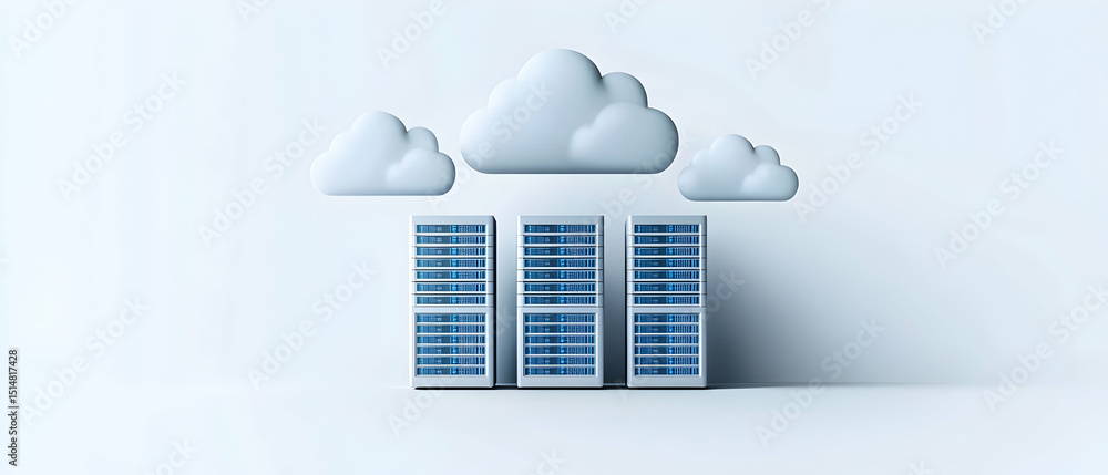 Poster modern cloud computing data center rendering