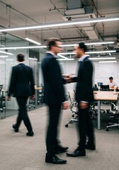 Obraz premium Professional Men in Office Meeting Shaking Hands Collaboration Success