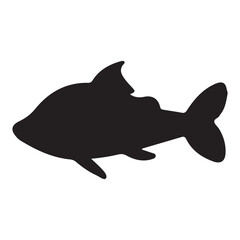 Fototapeta premium Blue vector silhouette of a shark with a fin in the ocean