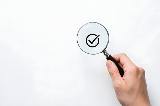 Magnifying glass with a check mark symbol