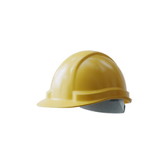 Fototapeta premium A yellow construction helmet isolated on a white background, symbolizing safety and protection in construction environments.