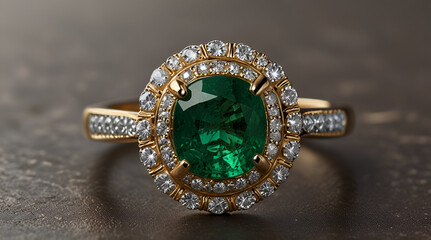 Emerald ring with diamonds,generative.ai
