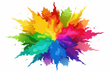 colorful ink splashes holi on white