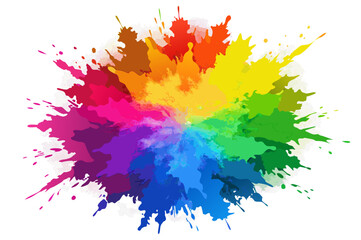 Fototapeta premium colorful ink splashes holi on white