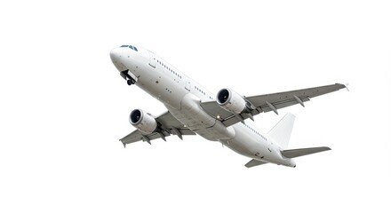 Stock Photo of a White Airplane Aircraft Airliner Jet in Flight