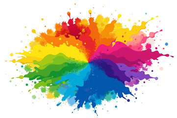 Fototapeta premium colorful ink splashes holi on white