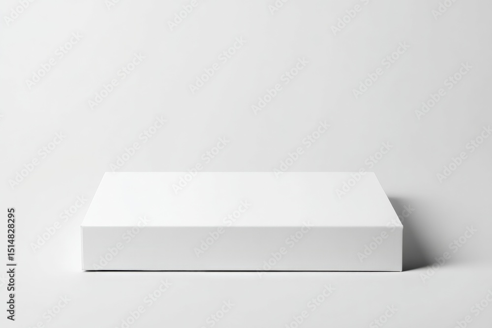 Poster minimalist photo of a plain white rectangular box on a light background with soft shadows, minimalis