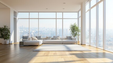 Modern Penthouse Living Room with Panoramic City View