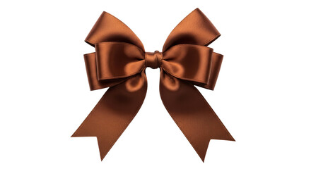 Elegant Brown Satin Ribbon Bow, Perfect for Gift Wrapping or Design Projects isolated on transparent background