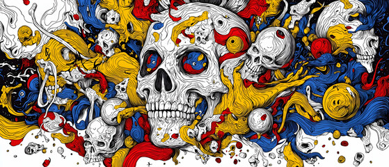 Fototapeta premium Abstract Colorful Skull Pattern Design