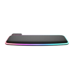 Gaming keyboard wrist pad with RGB edge on a solid white background