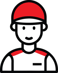 Delivery Boy Helmet Icon - Fast Food Courier Service

