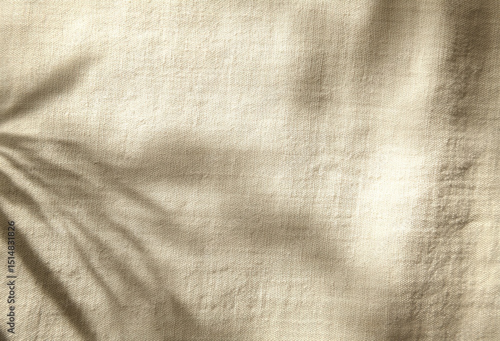 Poster light brown linen fabric with visible texture and gentle folds, creating a natural and rustic appear