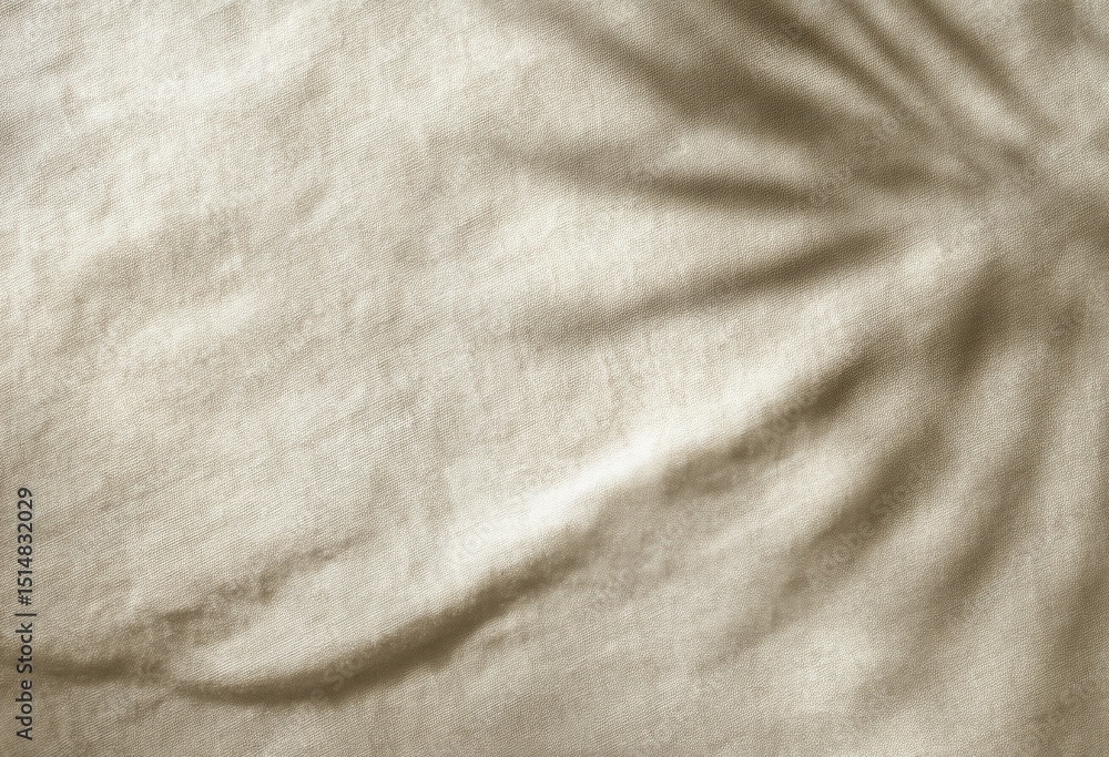 Poster beige fabric with soft folds and a textured, slightly shiny surface, creating an elegant appearance,