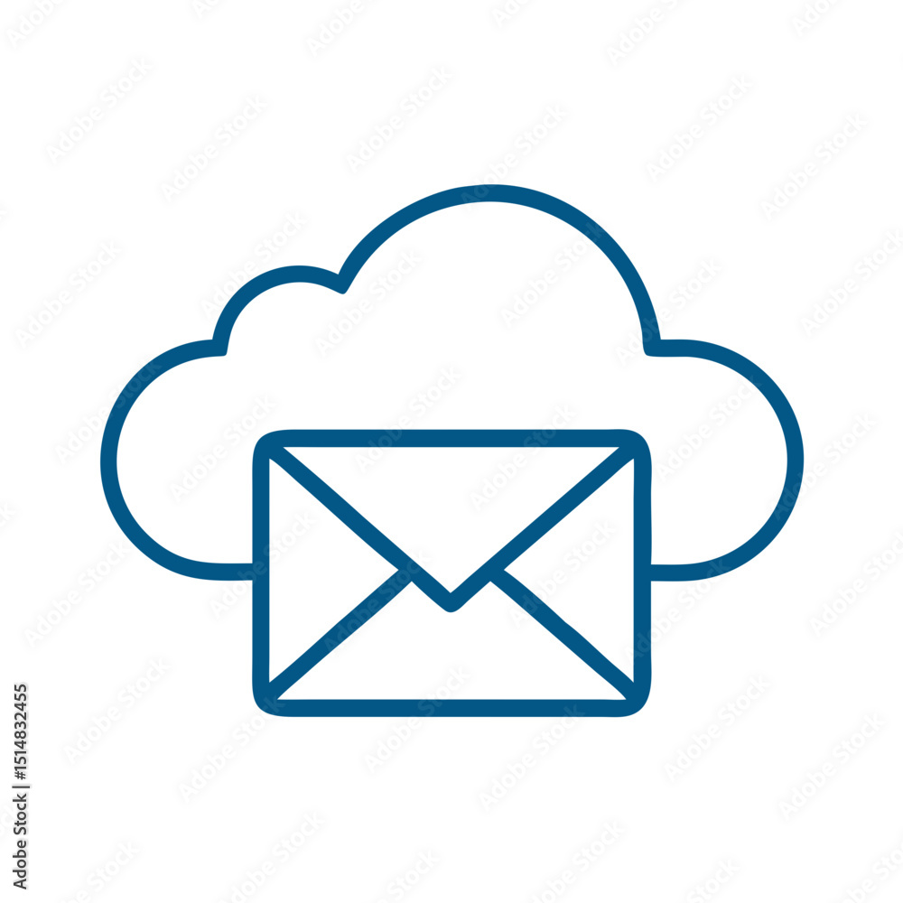 Poster cloud-based email icon with envelope in minimalist design