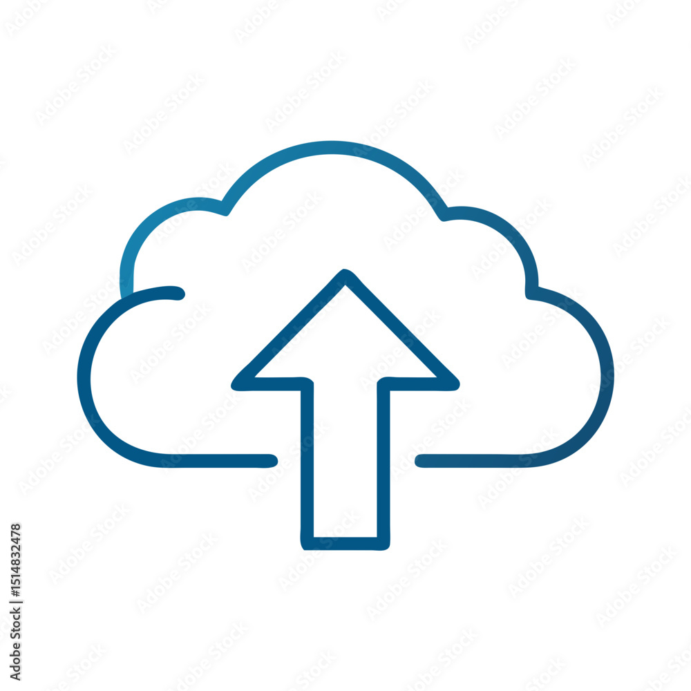 Poster cloud upload symbol with arrow for digital storage solutions