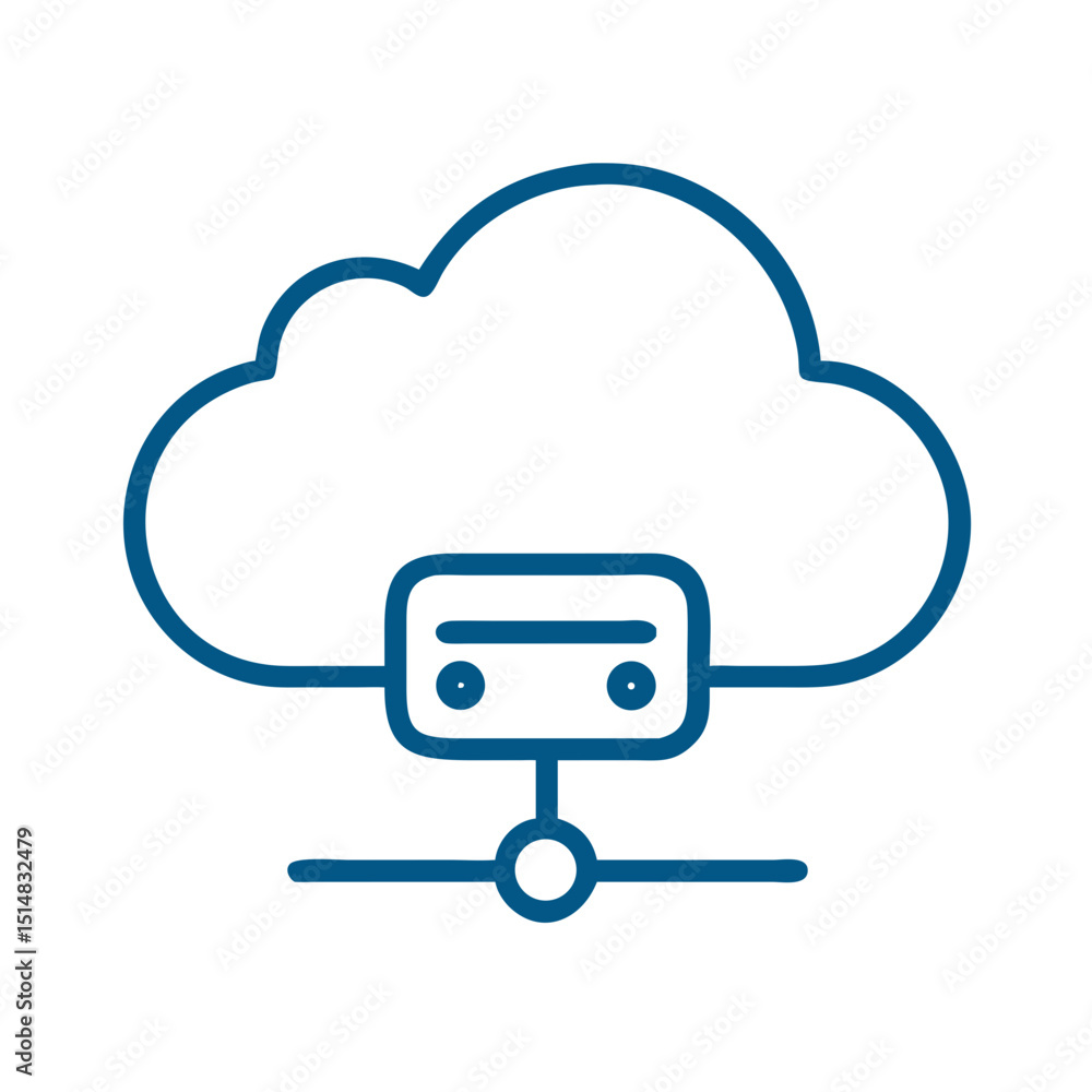 Poster cloud server icon in minimalist design for technology applications