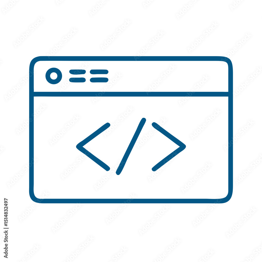 Aufkleber coding window icon with brackets in minimalist design