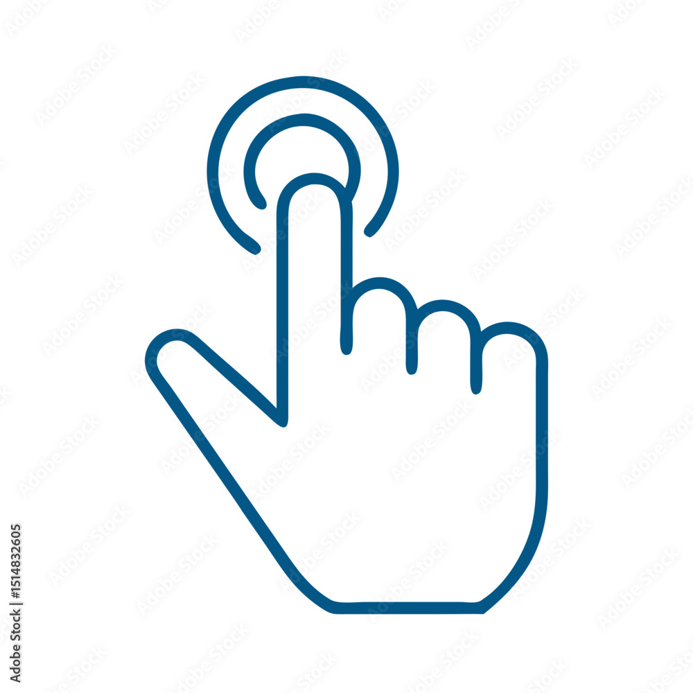 Poster hand pressing a button in simple line art design