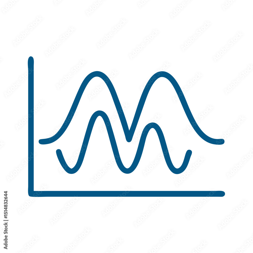 Poster line graph icon depicting waveform in simple design