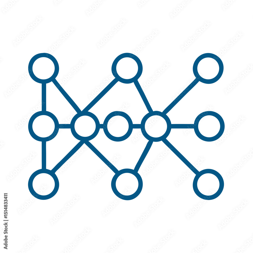 Poster abstract neural network graphic with interconnected nodes and lines
