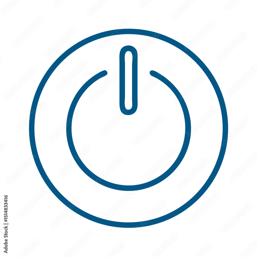 Poster power button icon design in round shape with minimal style