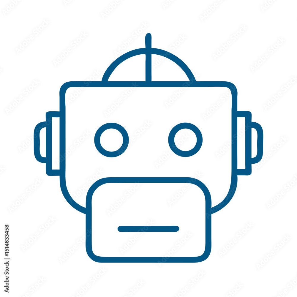 Poster robot head illustration in simple linear design