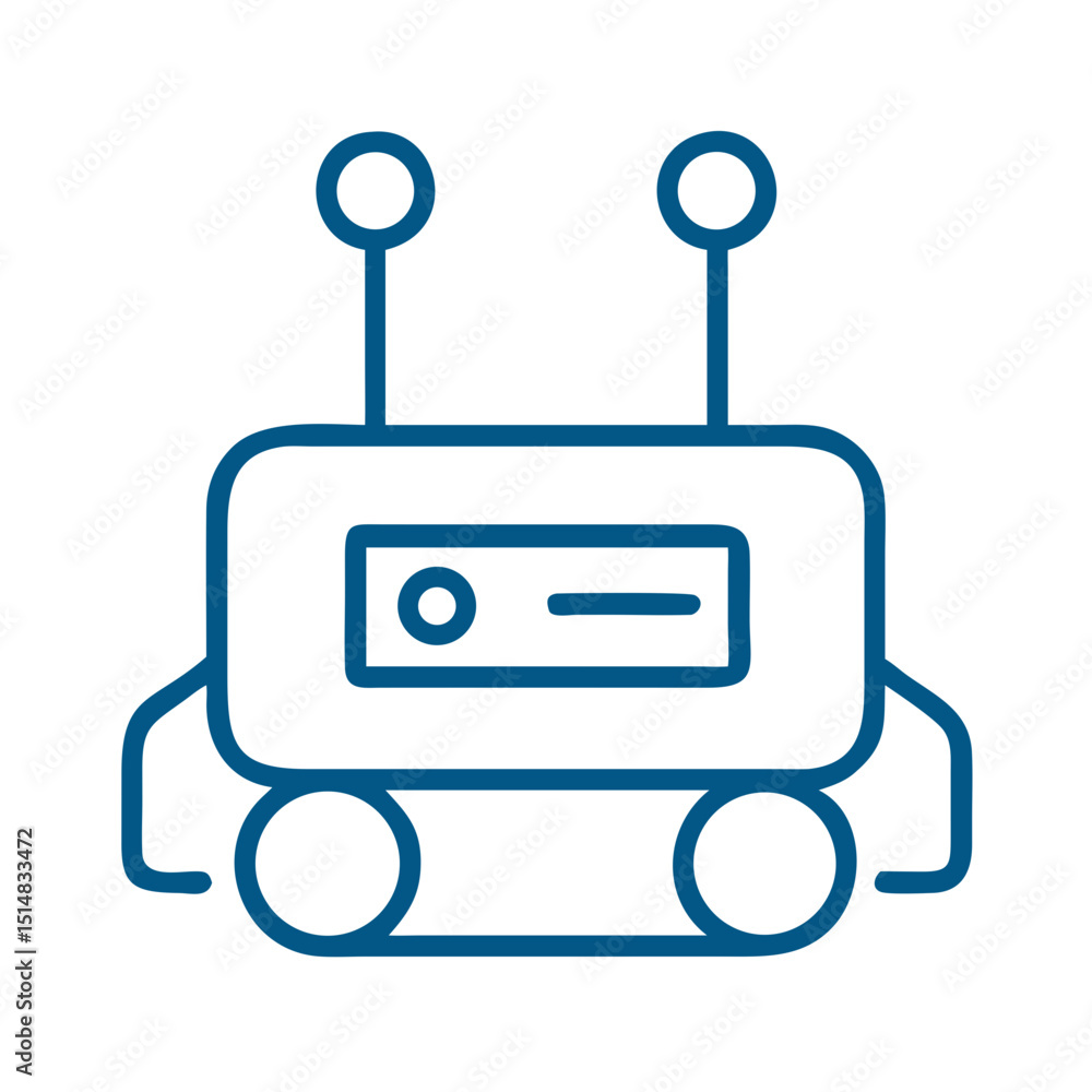 Poster friendly robot character design in simple line art style
