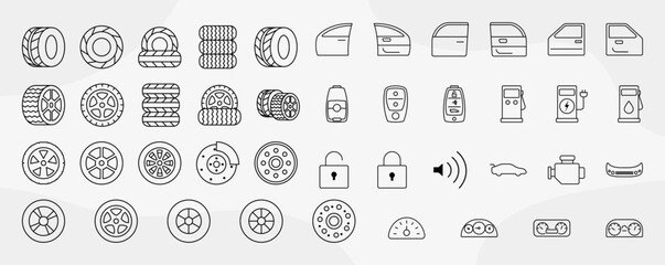 Detailed Icons of Vehicle Parts and Controls