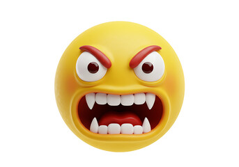 Fototapeta premium Angry Yellow Emoji: 3D Rendered Expression of Rage