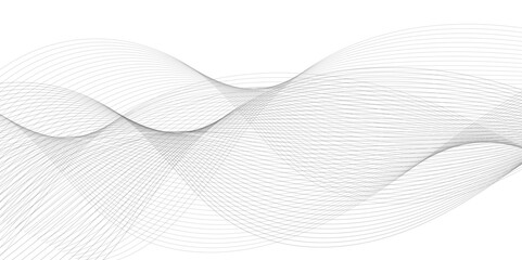 Gray and white wavy curve line with digital future technology concept background. Line art striped graphic template, banner background. Vector illustration.	