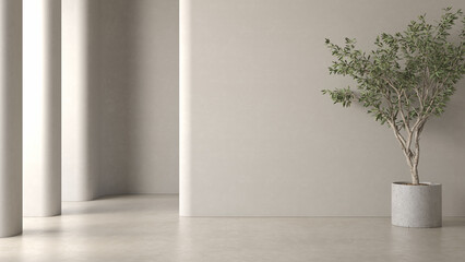 Modern style conceptual interior empty room 3d illustration