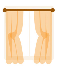 Window with virtrgae curtain illustration