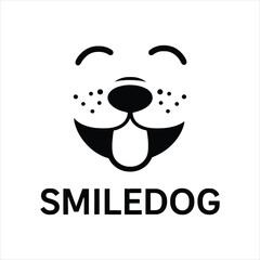 Obraz premium Cute Smiling Dog Face Black and White Logo