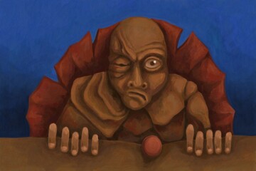 Alien creature, sketch - digital painting. The picture is painted by hand on a tablet. © neurostructure