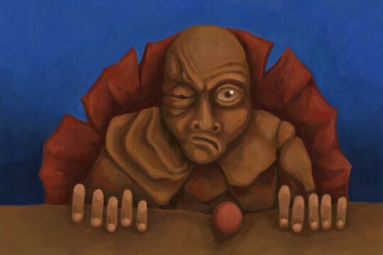 Alien creature, sketch - digital painting. The picture is painted by hand on a tablet.