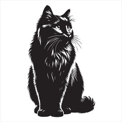 Obraz premium Realistic Cat Silhouette - The Charm of Everyday Feline Life , black colour vactor 